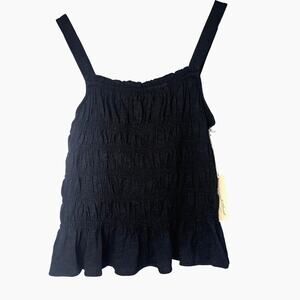 Universal Thread XL Black Smocked Ruffle Tank Top NWT
